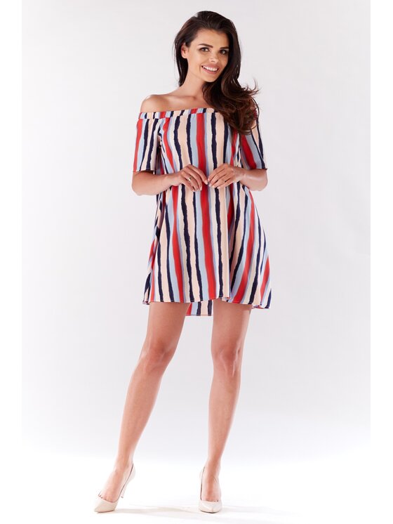 Awama Awama Sukienka letnia A175 Kolorowy Basic Fit