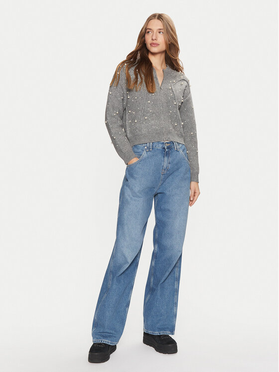 ONLY ONLY Pletena jopica Franka 15334886 Siva Oversize