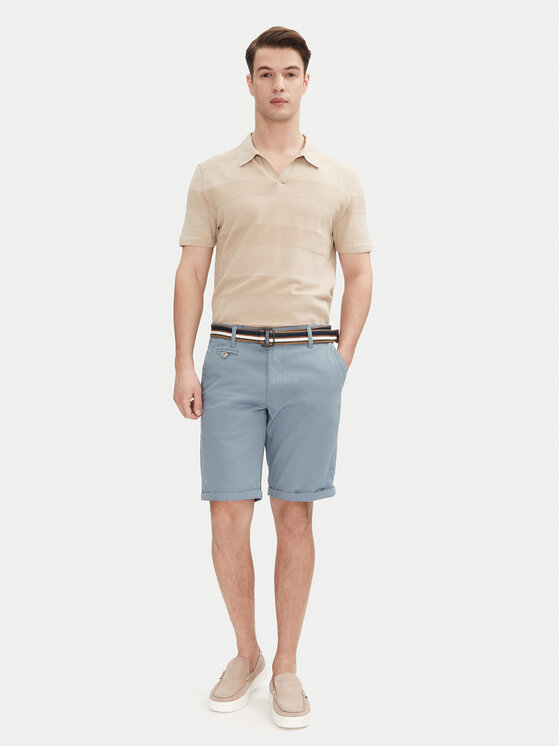 INDICODE INDICODE Šortky z materiálu Royce 70-039 Modrá Slim Fit