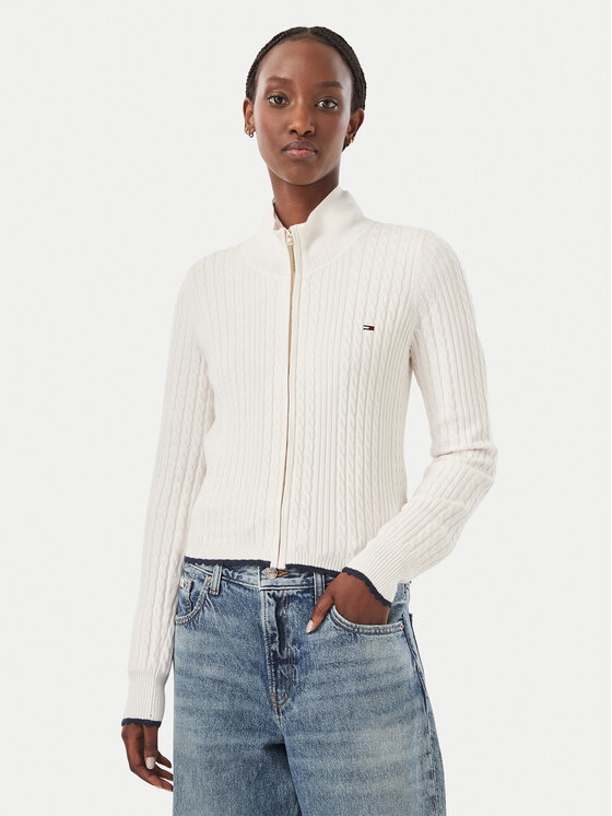 Tommy Jeans Tommy Jeans Cardigan DW0DW23355 Crema Slim Fit