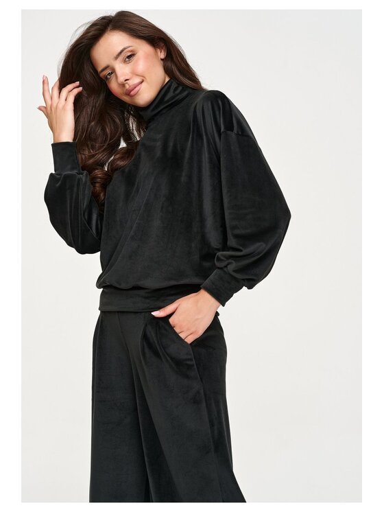 Makadamia Makadamia Dres M953 Czarny Loose Fit