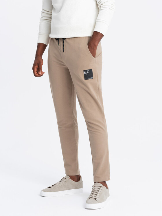 Ombre Ombre Spodnie dresowe OM-PASK-0167 Brązowy Regular Fit