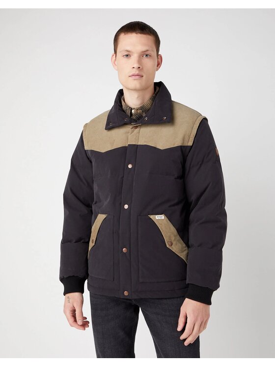 Wrangler Wrangler Kurtka zimowa DETACHABLE SLEEVE Czarny Regular Fit