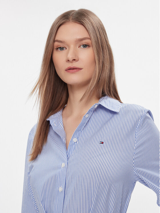 Tommy Hilfiger Tommy Hilfiger Рокля тип риза Essential WW0WW41001 Син Regular Fit