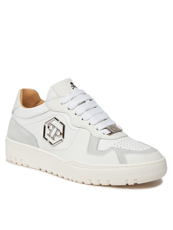 PHILIPP PLEIN PHILIPP PLEIN Tossud Mix Leather Lo Top Sneakers SADS USC0545 PLE010N 01 Valge