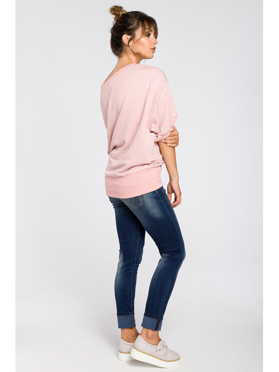 BeWear BeWear Bluza B048 Różowy Baggy Fit