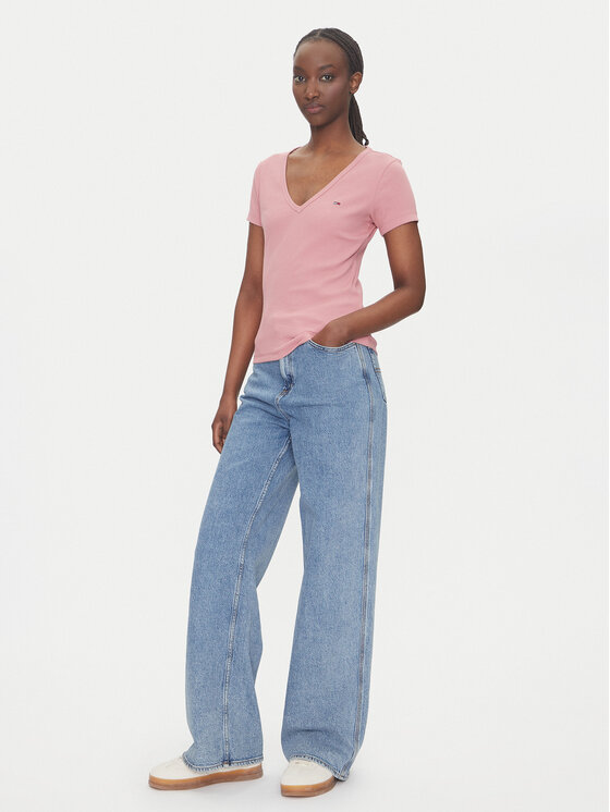 Tommy Jeans Tommy Jeans Tričko Essential DW0DW17385 Ružová Slim Fit