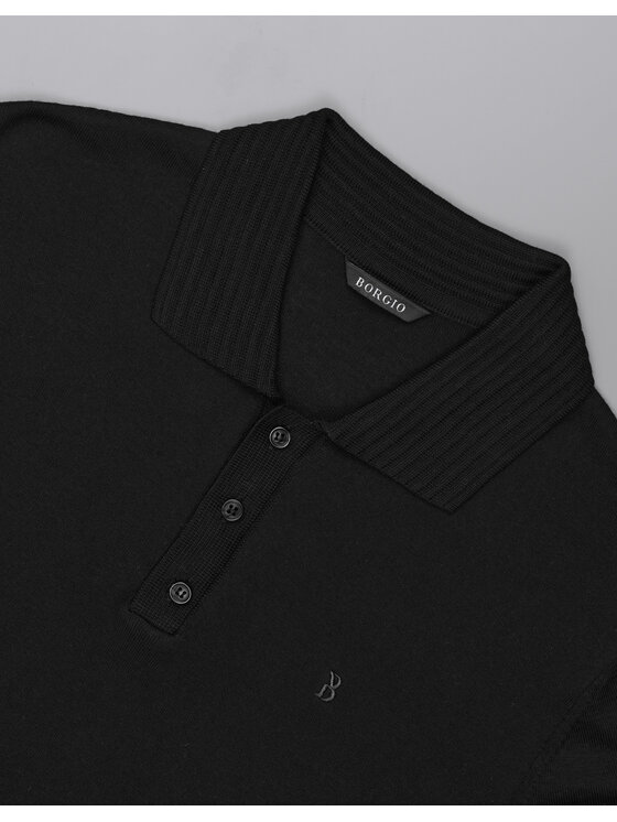 Borgio Borgio Polo colliano_c Czarny Classic Fit