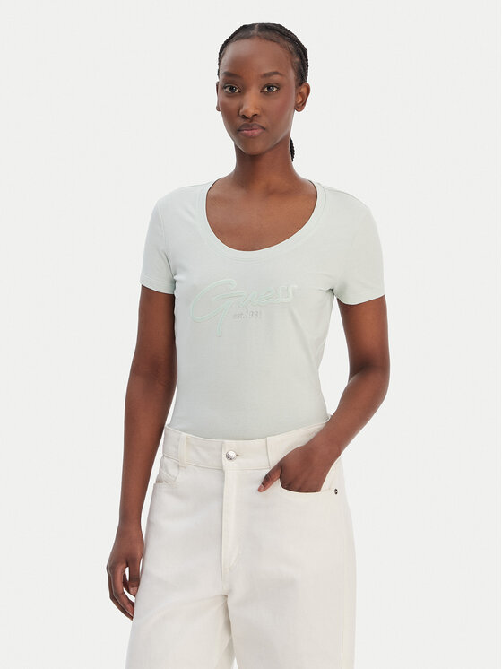Guess Guess T-Shirt W6GI14 K3033 Zielony Regular Fit