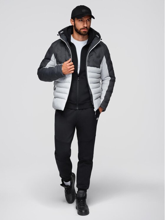 Ombre Ombre Kurtka zimowa OM-JALP-0206 Szary Active Fit