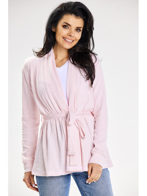 Awama Awama Sweter A655 Różowy Basic Fit