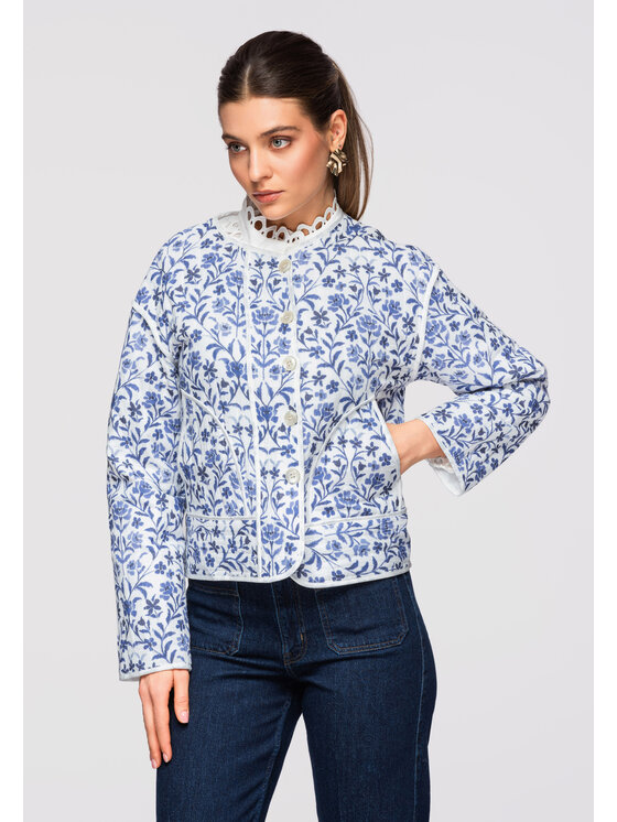 Ombre Ombre Kurtka przejściowa OW-JALP-0132 Niebieski Loose Fit
