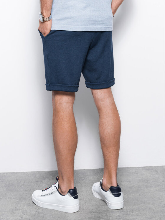 Ombre Ombre Šortky z materiálu OM-SRCS-0107 Tmavomodrá Regular Fit