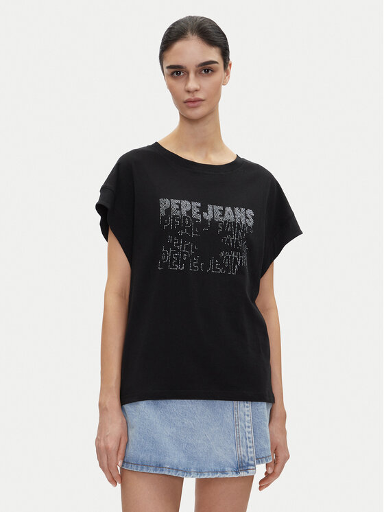 Pepe Jeans T-shirt Lira PL505996 Nero Regular Fit, taglia : XS