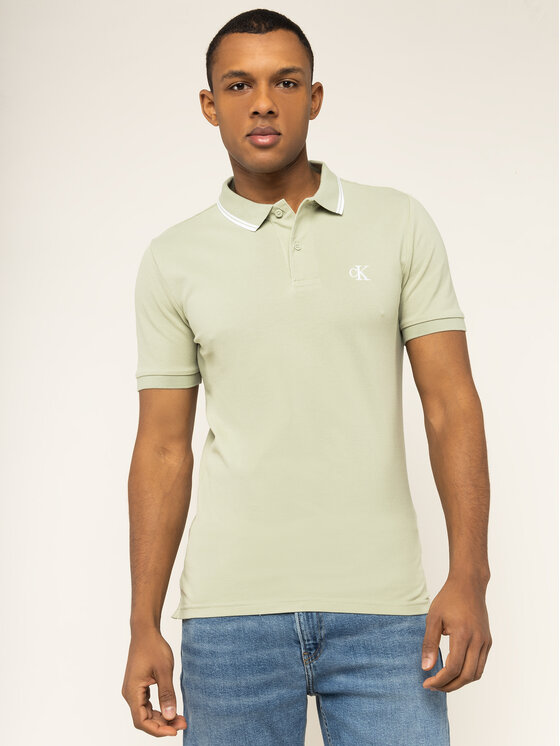 Calvin Klein Jeans Polo J30J314565 Zielony Slim Fit Modivo.pl