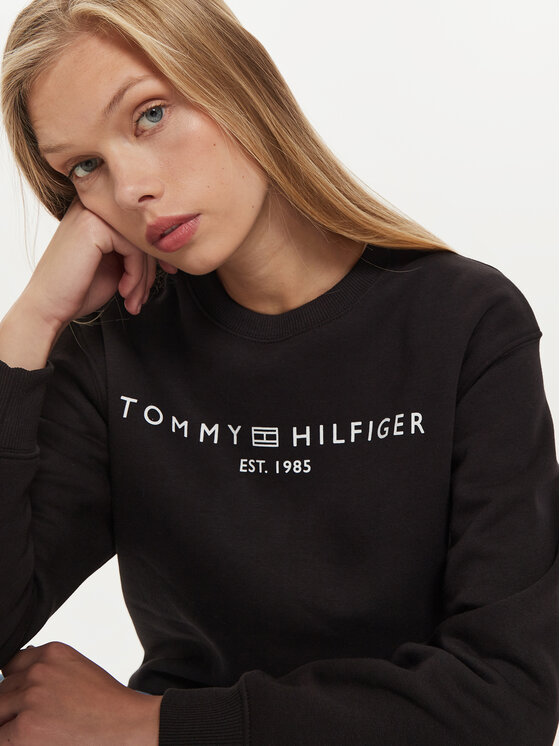Tommy Hilfiger Tommy Hilfiger Majica dugih rukava Logo WW0WW39791 Crna Regular Fit