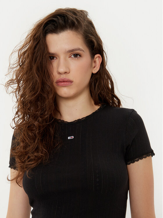 Tommy Jeans Tommy Jeans Tricou DW0DW19493 Negru Slim Fit