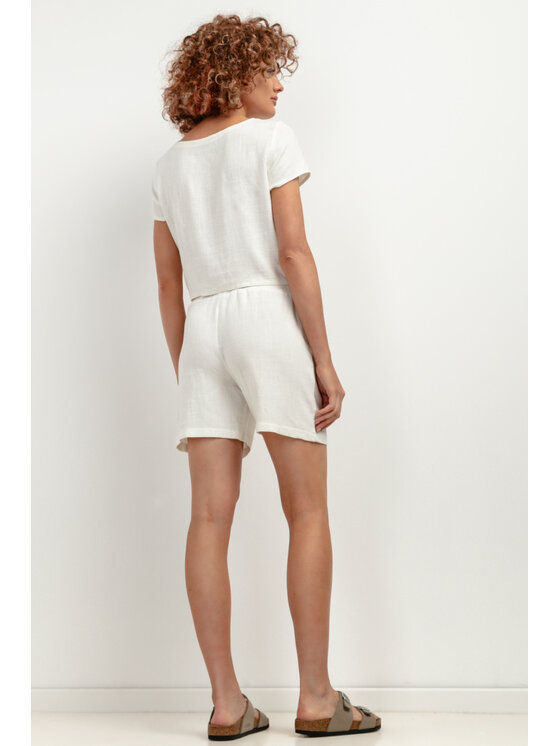 Tessita Tessita Szorty materiałowe SPODENKI_T402_1_XXL Biały Relaxed Fit