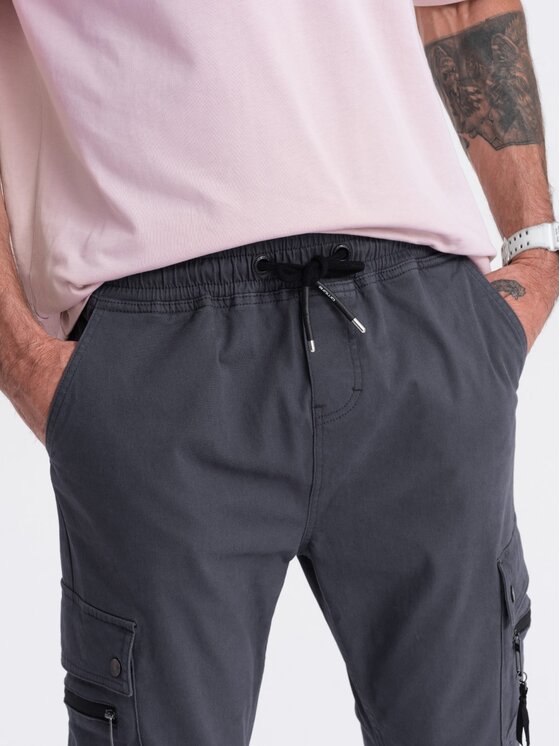 Ombre Ombre Joggery OM-PAJO-0125 Szary Cargo Fit