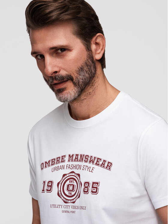 Ombre Ombre T-Shirt OM-TSPT-0269 Biały Regular Fit