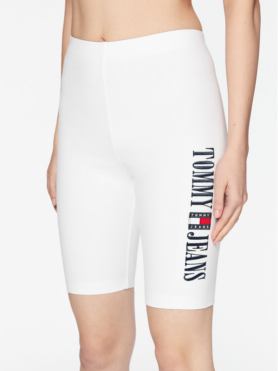 Tommy Jeans Cyklistické šortky DW0DW15643 Biela Slim Fit