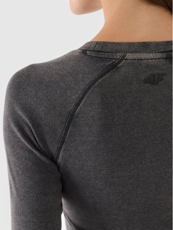 4F 4F Longsleeve 4FRAW24TLONF503-20S Czarny Slim Fit