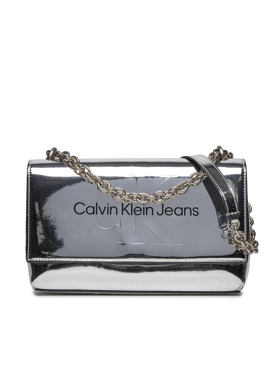 Geantă Calvin Klein Jeans Sculpted Ew Flap Conv25 Mono S K60K611856 Argintiu