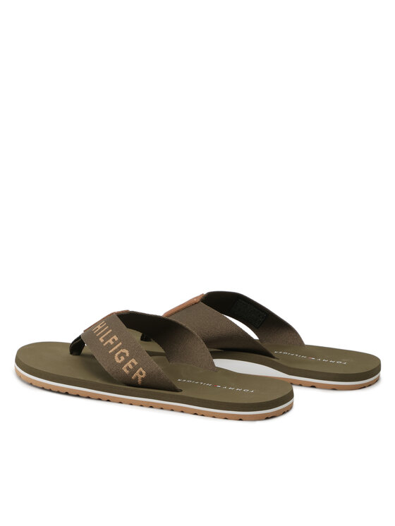 Tommy Hilfiger Tommy Hilfiger Šlepetės per pirštą Print Beach Sandal FM0FM04618 Chaki