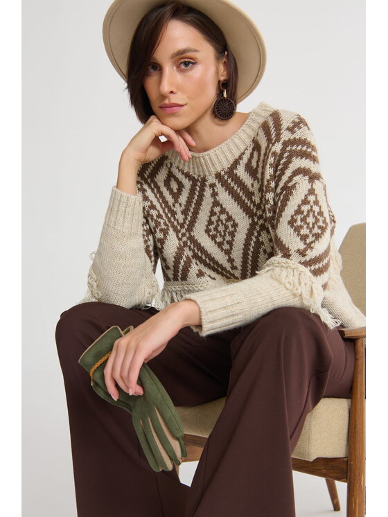 blue shadow blue shadow Sweter Karima BS Beżowy Standard Fit