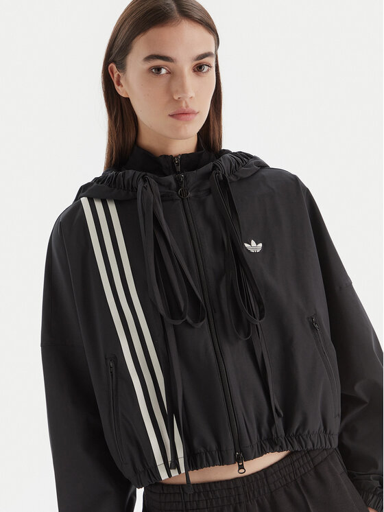 adidas adidas Prechodná bunda Ribbon Off Placed 3-Stripes JX2698 Čierna Oversize
