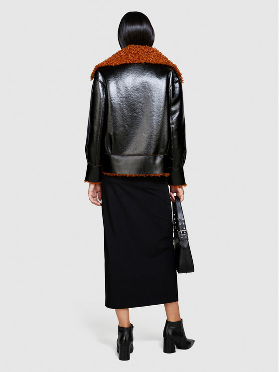 Sisley Sisley Dirbtinės odos striukė 2PMPLN036 Juoda Oversize