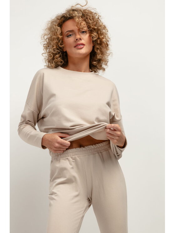 Tessita Tessita Bluza T381 Beżowy Straight Fit