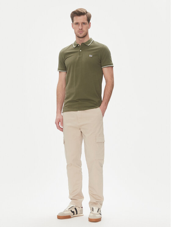 Lee Lee Тениска с яка и копчета Pique 112363855 Зелен Regular Fit