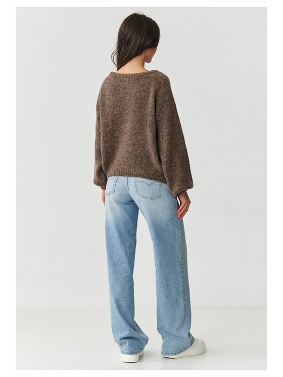 Makadamia Makadamia Sweter S168 Brązowy Boxy Fit