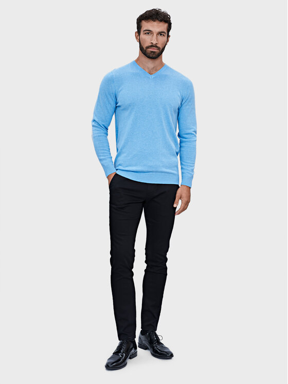 Evenemen Evenemen Sweter V-NECK AZZURRO Niebieski Slim Fit