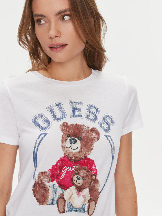 Guess Guess Tricou W4RI86 K9SN1 Alb Regular Fit