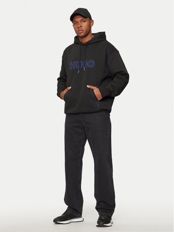HUGO Hugo Felpa Nitlogohood 50521697 Nero Regular Fit