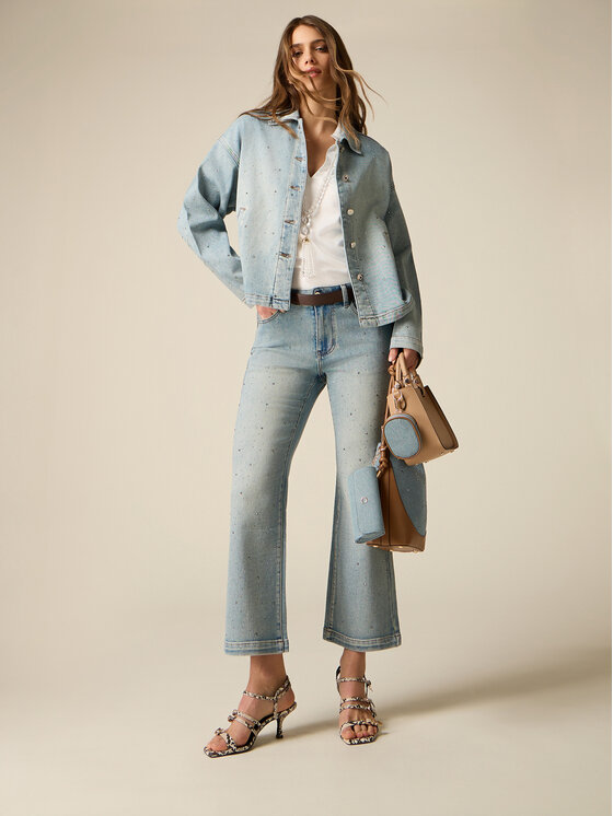 Oltre Oltre Jeans P496R009211N004 Turchese Flare Fit