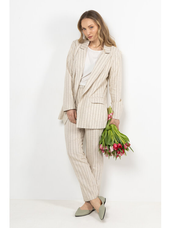 Awama Awama Spodnie damskie A726 Beżowy Basic Fit