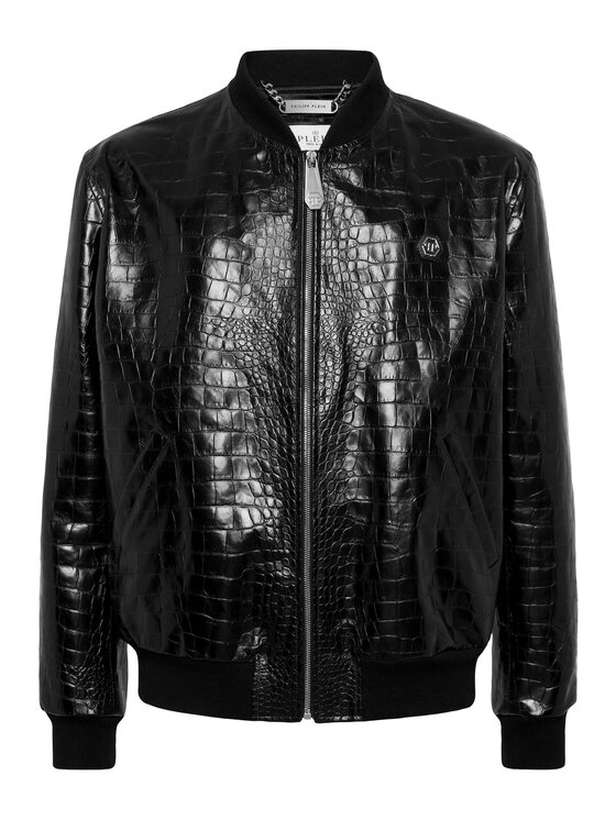 PHILIPP PLEIN PHILIPP PLEIN Kurtka skórzana 26991 Czarny Regular Fit