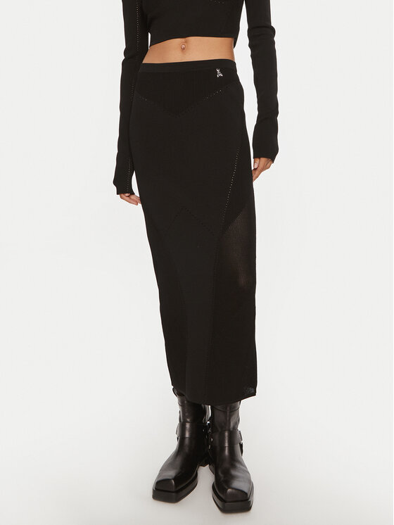 Patrizia Pepe Patrizia Pepe Midi sijonas 8G0412 K195 K103 Juoda Slim Fit