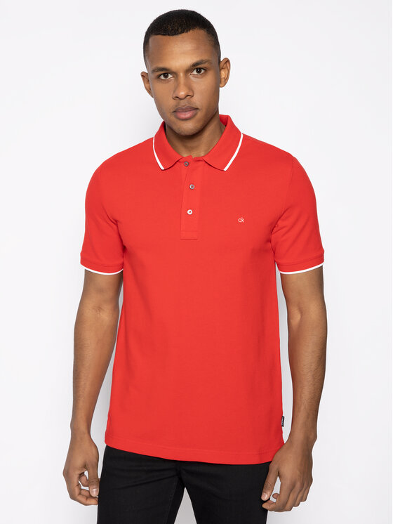 Calvin Klein Calvin Klein Polo majica Tipping K10K104915 Rdeča Slim Fit