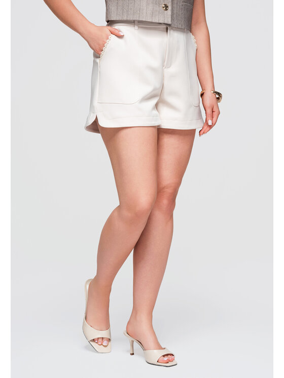 Ombre Ombre Szorty materiałowe OW-ST-E0009 Beżowy Relaxed Fit