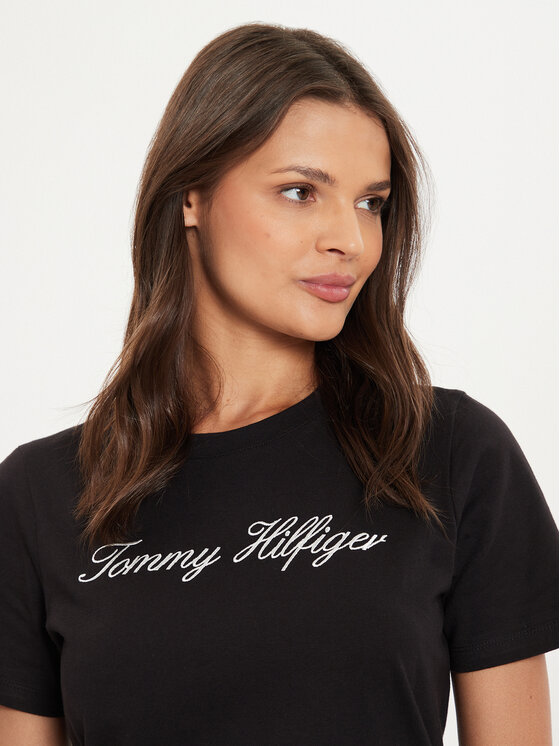 Tommy Hilfiger Tommy Hilfiger Póló Script WW0WW43459 Fekete Regular Fit