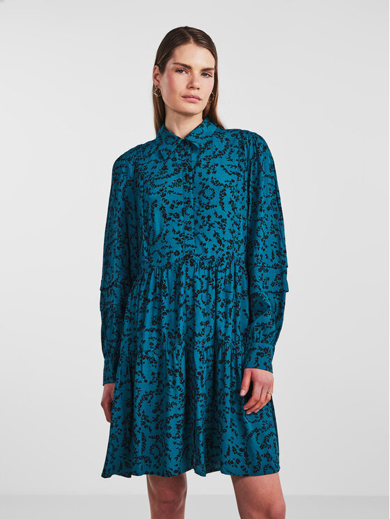 YAS Rochie tip cămașă 26030607 Albastru Regular Fit