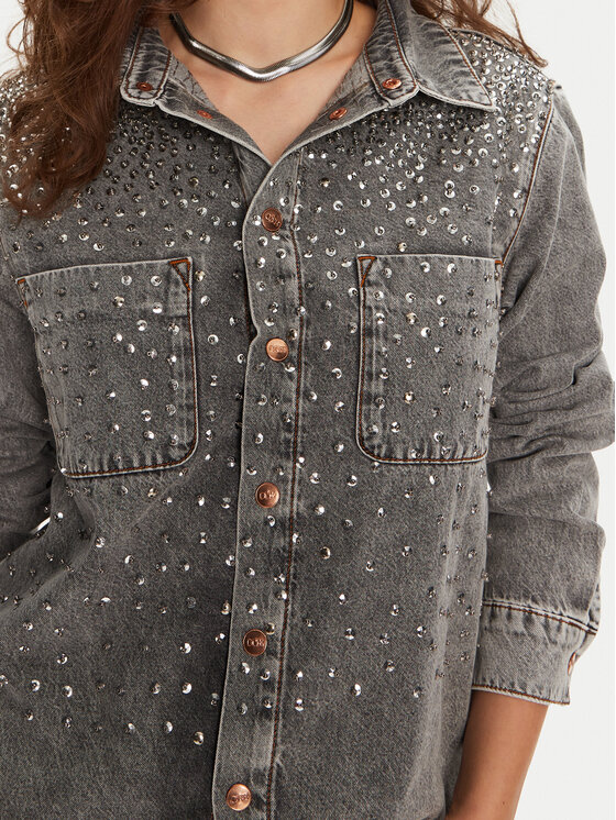 One Teaspoon One Teaspoon džinsiniai marškiniai 26691 Pilka Regular Fit