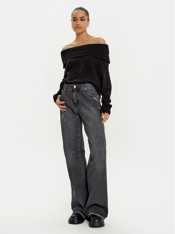 Haveone Haveone Jeans hlače PLS-M025 Siva Wide Leg