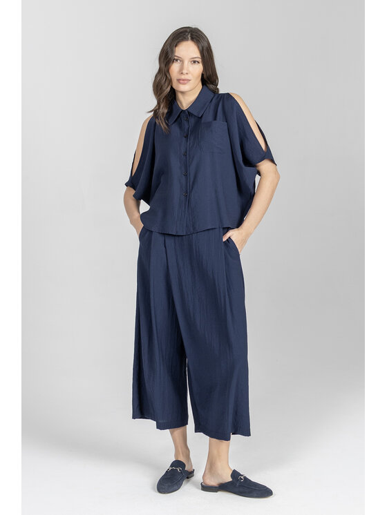Deni Cler Milano Deni Cler Milano Bluzka T-DC-1236-F2-20-58-1 Granatowy Loose Fit