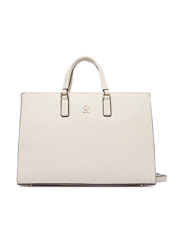 Tommy Hilfiger Tommy Hilfiger Geantă Th Daily Satchel Mono AW0AW18418 Écru