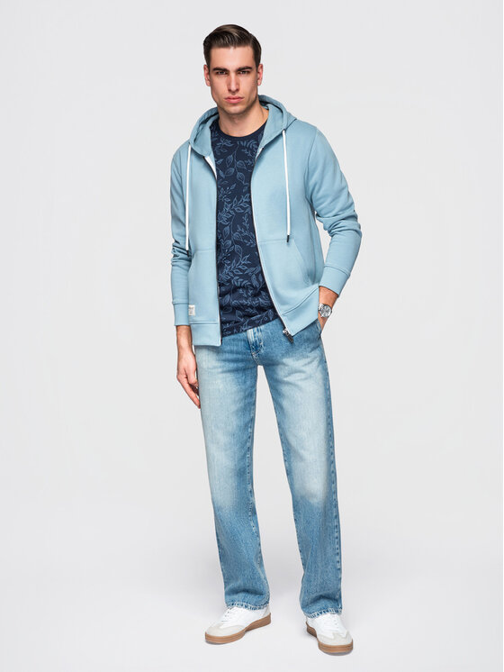 Ombre Ombre Bluza OM-SSBZ-0272 Niebieski Regular Fit